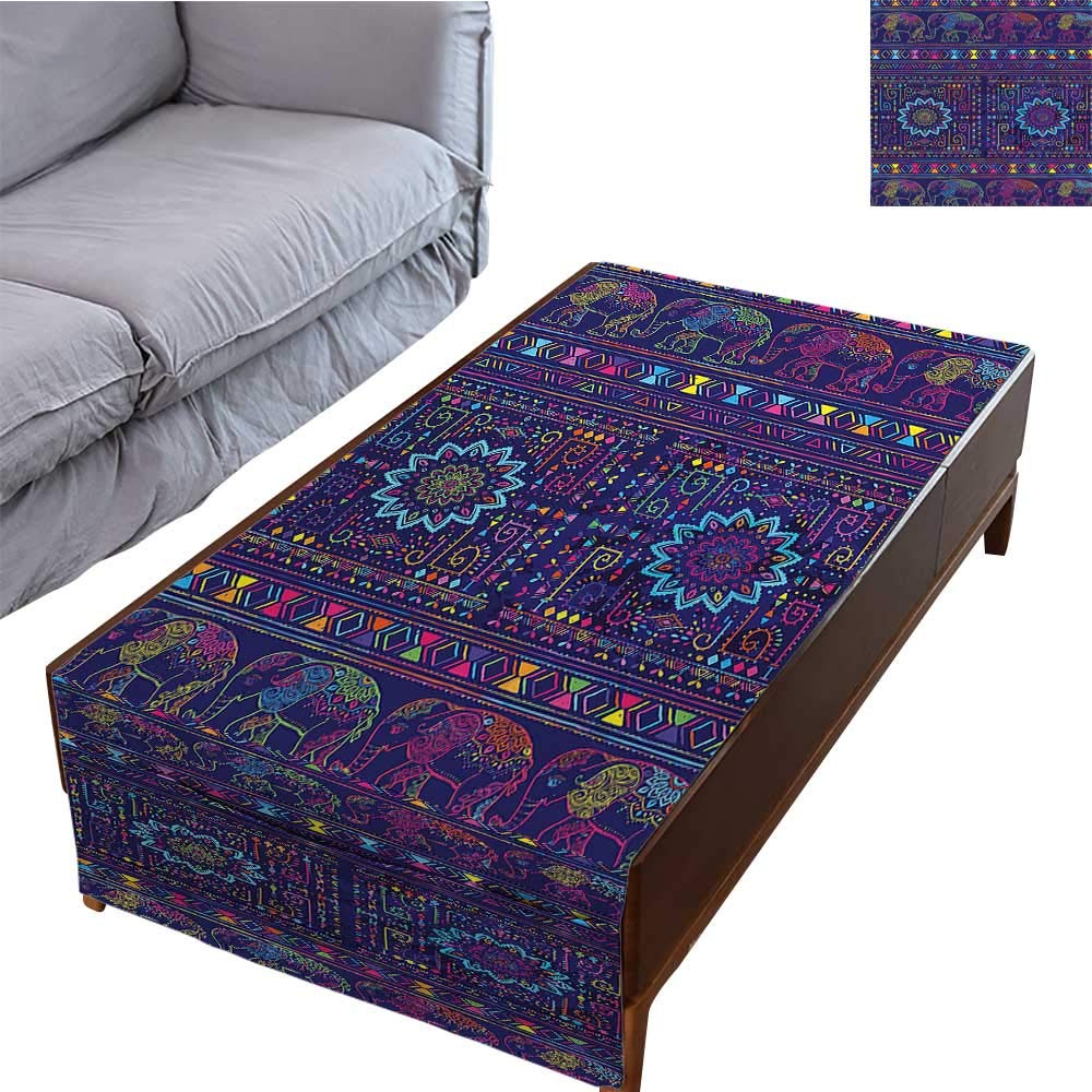 DESPKON-HOME Coffee Table Tablecloth Simple Modern Style Middle Eastern Moroccan Persian Baby Elephants Embellished Boho Print 27.5X70.8