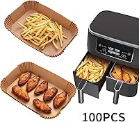 Vista 5 de Forro de papel desechable para freidora de aire, 100 piezas de revestimientos de pergamino de grado alimenticio para Ninja DZ201, accesorios