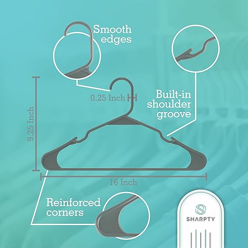 Miniatura 2 de Sharpty Perchas de plástico para ropa, armario, abrigos y camisas, con muescas, duraderas, gruesas, resistentes y ahorran espacio, para uso diario