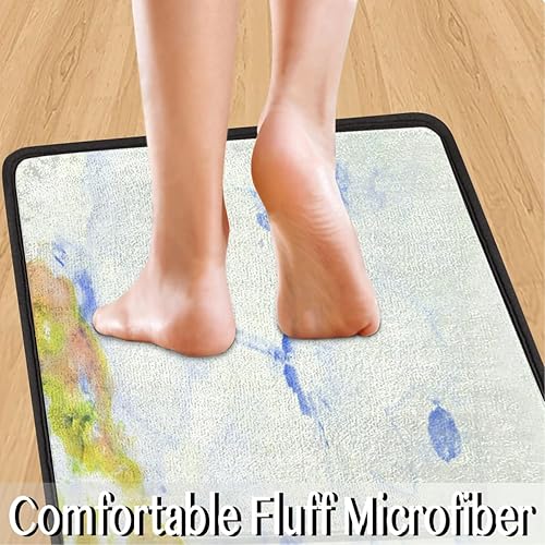 Miniatura 5 de Tapete de cocina acolchado antifatiga, estilo pintura al óleo, flores, juego de 2 piezas, duradero, resistente a las manchas, parte inferior