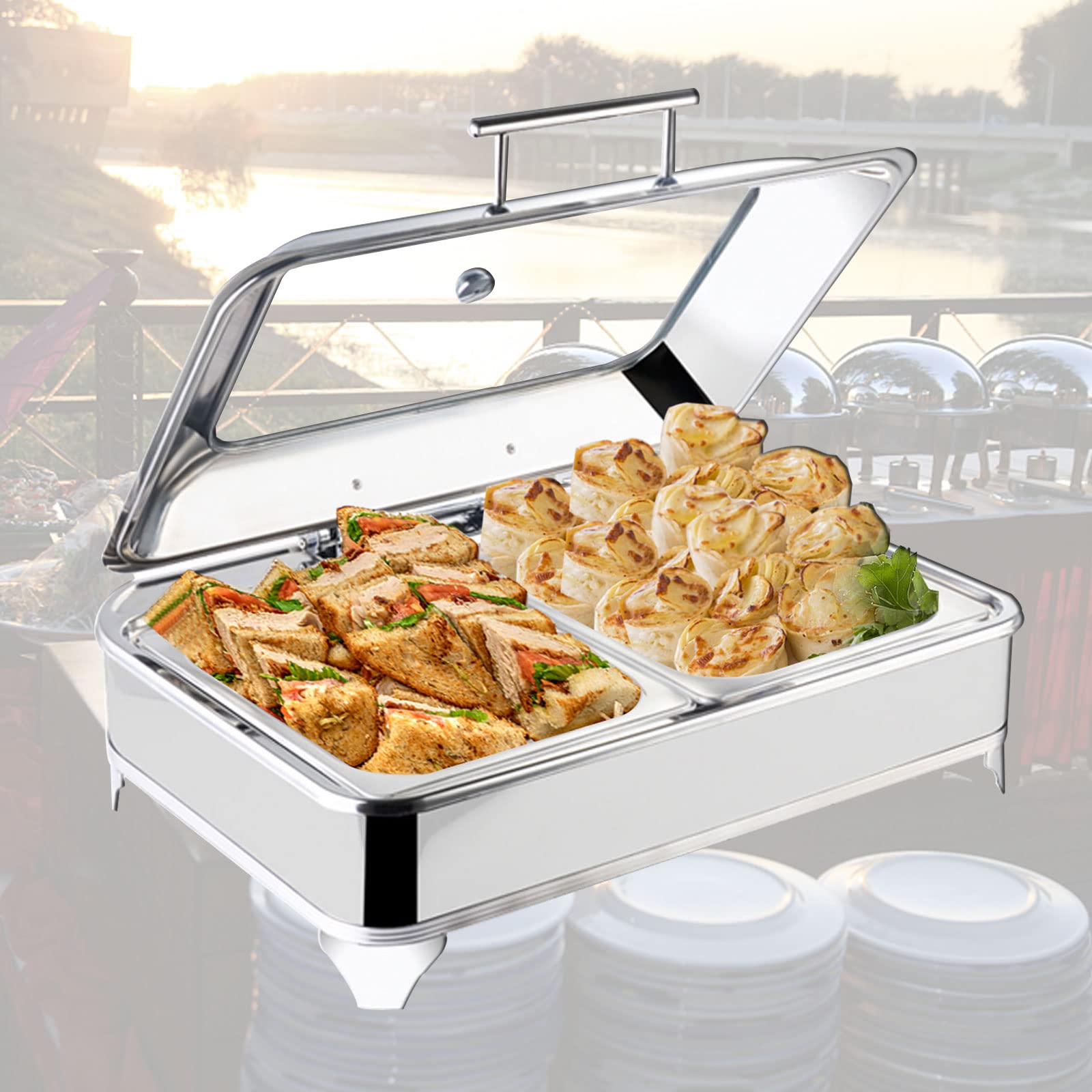 Scaldavivande Elettrico Jago Per Buffet | 2 Contenitori Da 2,5L | Temperatura Regolabile 40-85°C | Acciaio Inossidabile - Foto 11