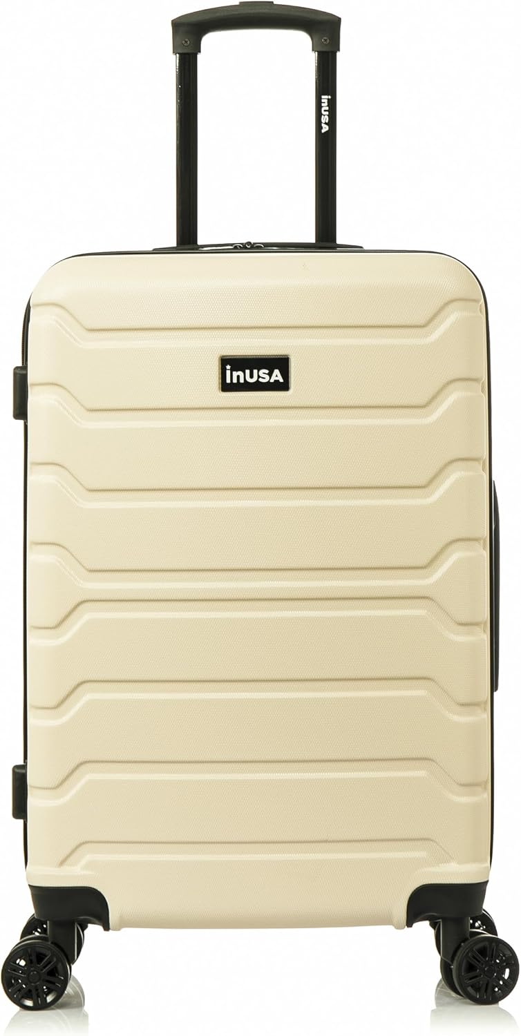 InUSA TREND Luggage with Spinner Wheels | Durable lightweight Hardside Suitcase, Travel bag with Handle and Trolley, 24-Inch Medium Checked luggage | Sand