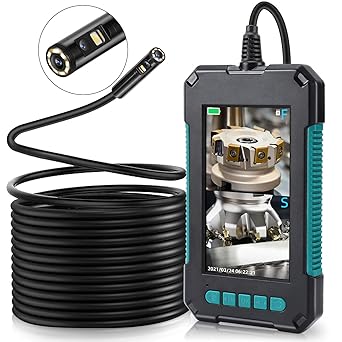 Dual-Lens Endoscope Camera for Industrial Inspection Work - IP68 Waterproof 2MP Borescope Snake Camera with 6.5ft Semi-Rigid Cable and 4.3in 1080P IPS Display, 2600mAh Battery,9 LEDs and 32GB TF Card