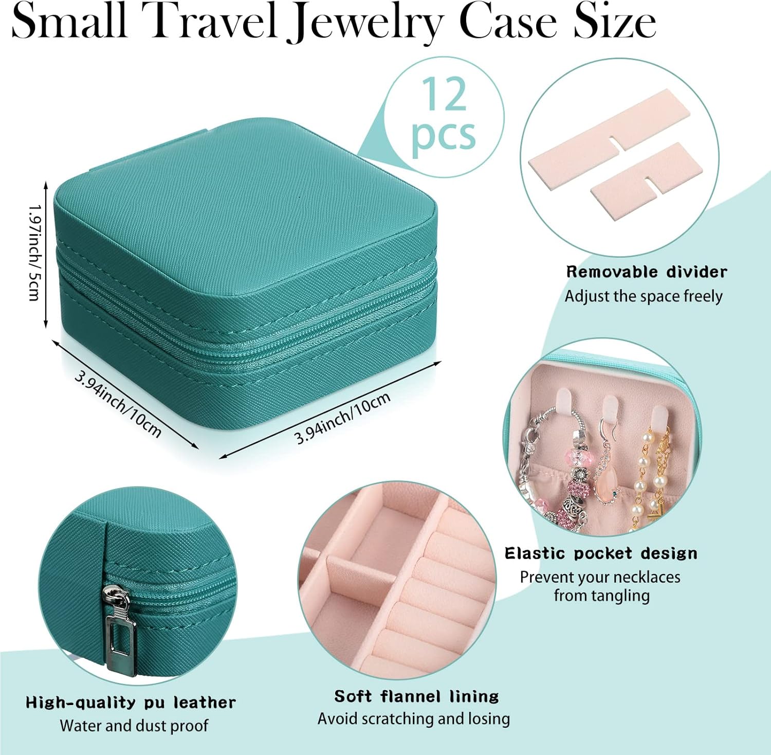 12 Pcs Small Jewelry Box Mini Travel Jewelry Case Bridesmaid Gift Pu Leather Jewelry Travel Organizer Small Jewelry Box Mini Storage Organizer Storage Box for Women Girls Bridesmaid Proposal Gift