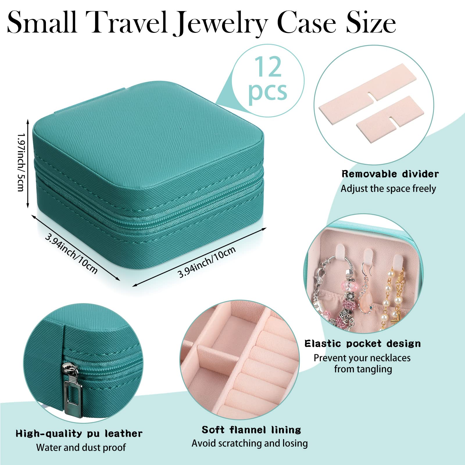 12 joyeros pequeños, mini estuche de viaje, regalo para dama de honor, joyería de piel sintética, organizador de viaje, caja de joyería pequeña, caja de almacenamiento para mujeres y niñas, regalo de