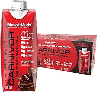 MuscleMeds Carnivor RTD, Ready to Drink Protein, Lactose Free, Sugar Free, 40g Isolate Protein, Muscle Building, Recovery, 500 ml (Pack of 12) (Chocolate) - HALAL