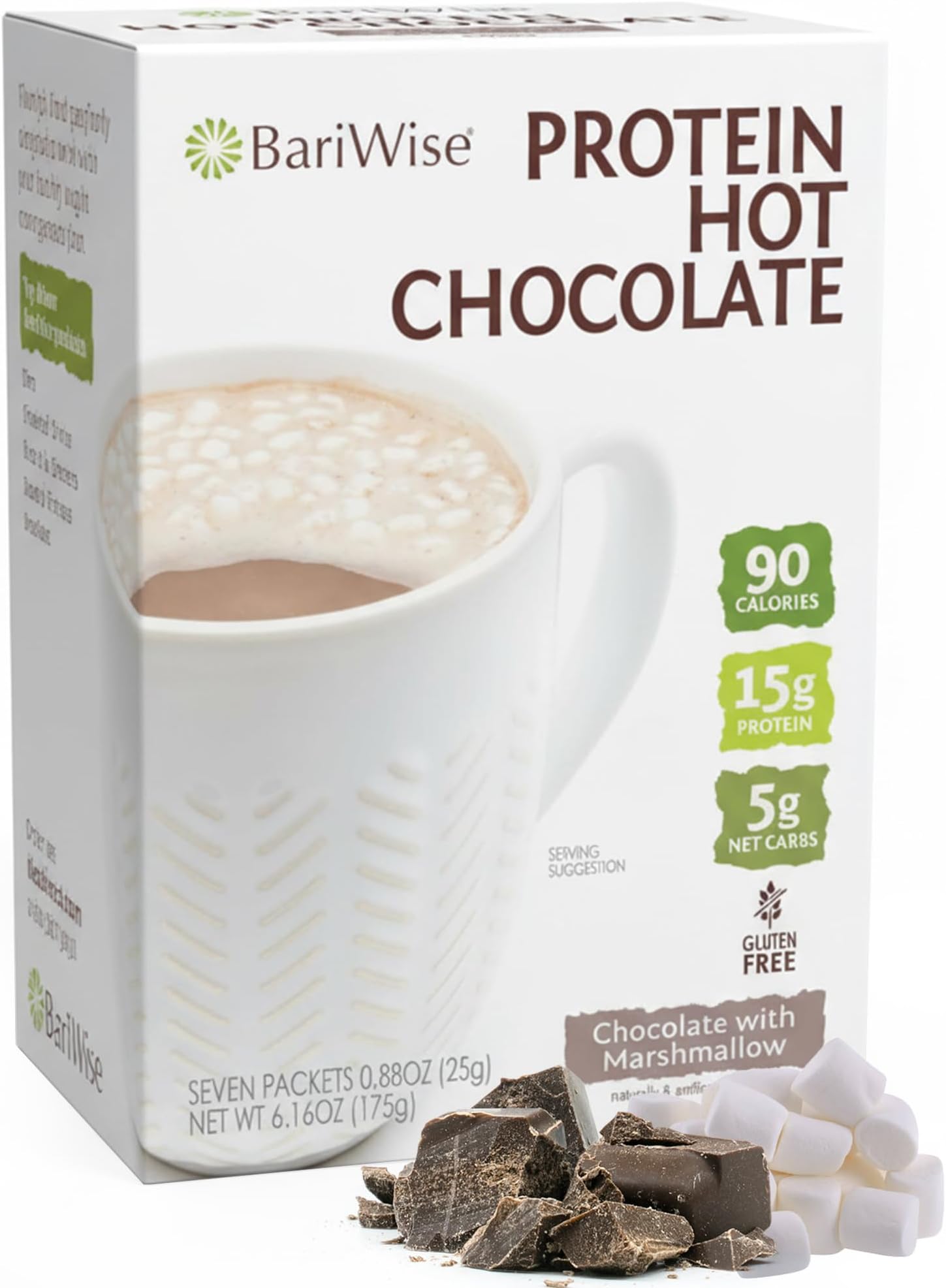 BariWise Protein Hot Chocolate with Marshmallows, Hot Cocoa, Low Sugar, Low Carb, Keto Friendly & Gluten Free (7ct)