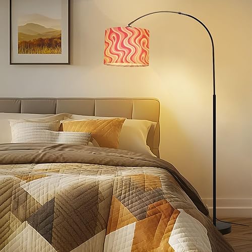 Miniatura 6 de Juego de 2 pantallas de lámpara, color rosa, psicodélicas, sin costuras, retro, de los años 70, 90, 00, con textura de ondas Groovy, pantallas de