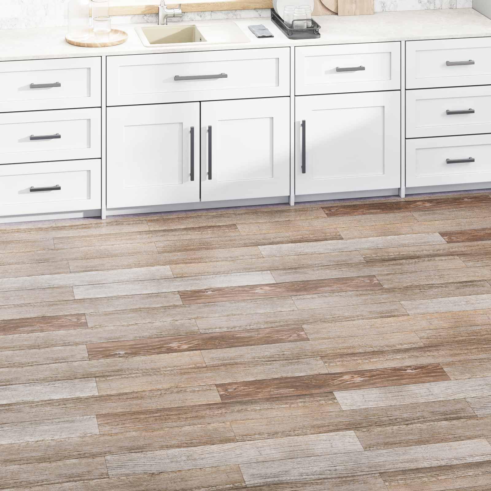 Pannelli per pavimento in PVC, effetto legno lavato, autoadesive, 91,5 x 15 x 0,2 cm, 36 pezzi, per la ristrutturazione del pavimento in soggiorno, cucina, corridoio, bagno
