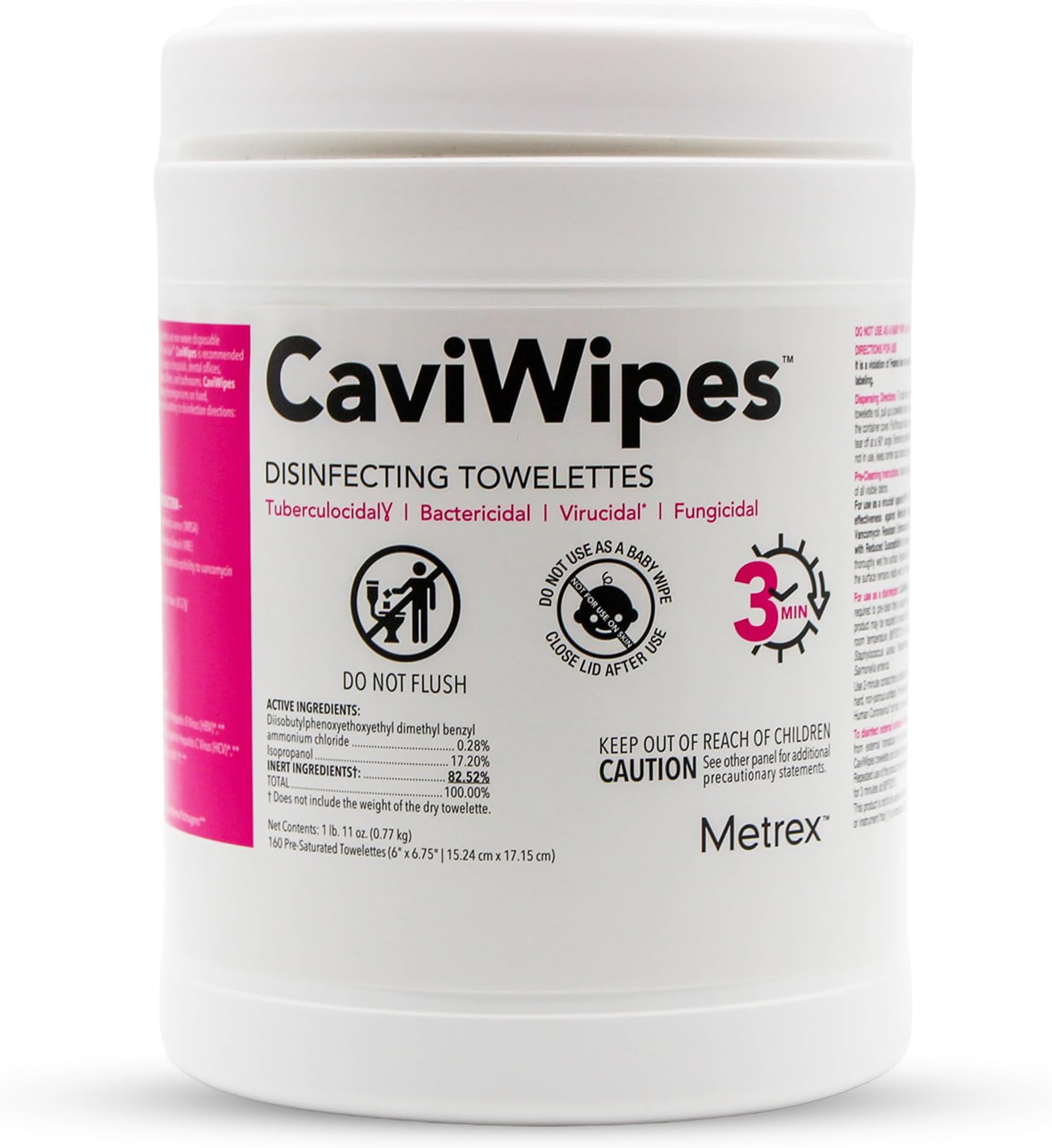 Metrex CaviWipes Disinfecting Towelettes – Durable Non-Woven Disinfecting Wipes for Hard, Non-Porous Surfaces in Healthcare & Laboratory Settings, Pre-Saturated with CaviCide – 160 Wipes (Pack of 1)