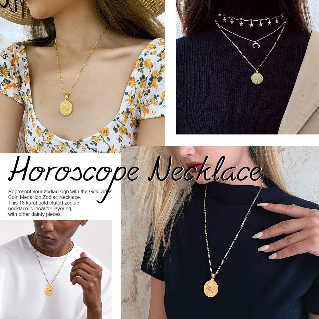 GOLDCHIC JEWELRY Gold Zodiac Necklace for Women Men, Constellation Coin Horoscope Astrology Pendant Necklaces Lucky Jewelry - Image 8