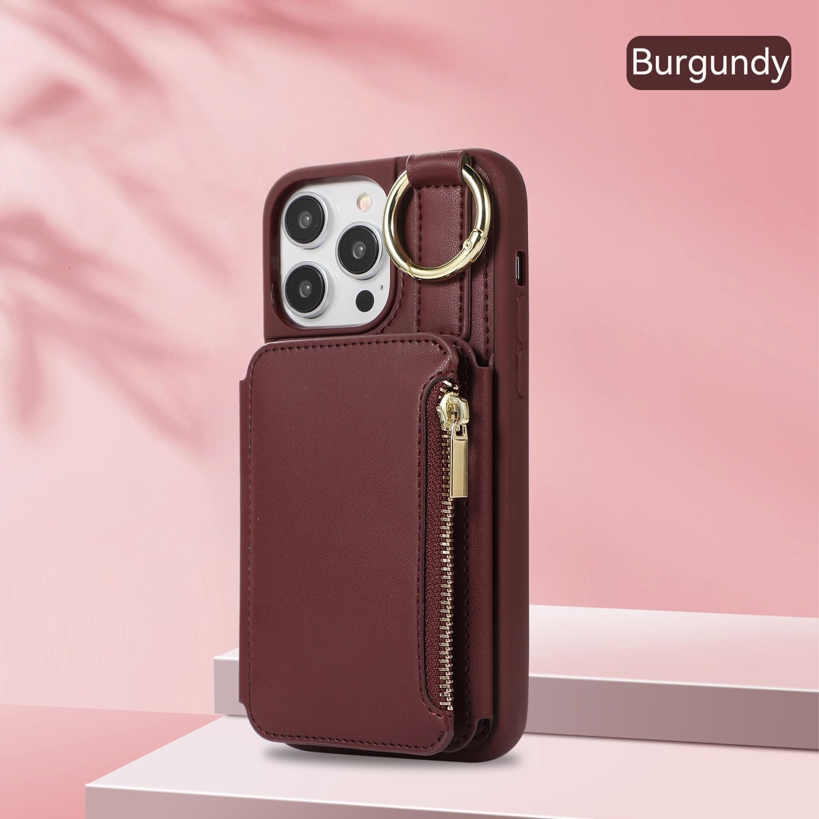 Generico Etui na IPhone16/16Pro/16Pro Max, wbudowany uchwyt na karty skórzany portfel ochronny na telefon komórkowy z klapką, odporny na wstrząsy futerał (fioletowy, 16)