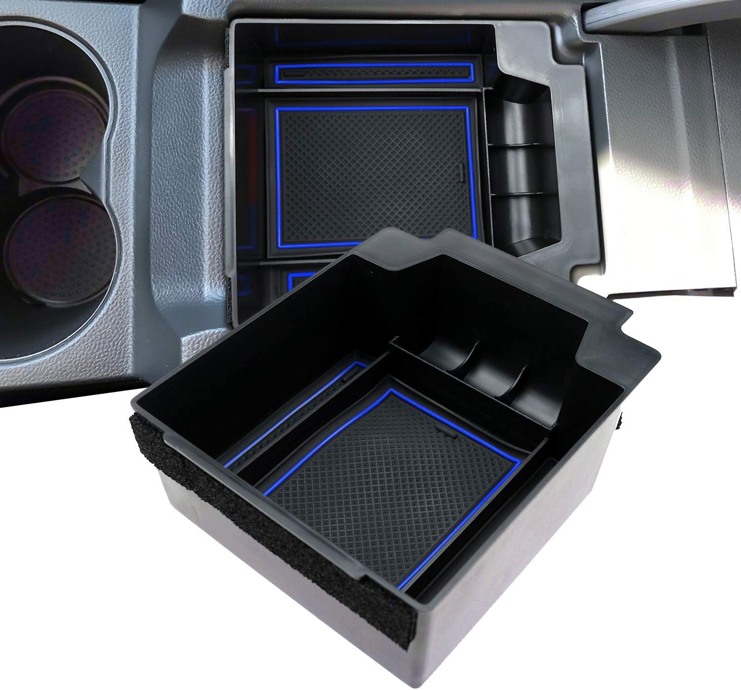 LFOTPP Car Armrest Organizer for Seat Ateca FR Cupra, Center Console Arm Rest Tray, Glove Compartment Storage Box Interior Accessories Blue
