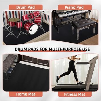 120x160cm Non Slip Drum Rug, Sound & Vibration Reduction Carpet