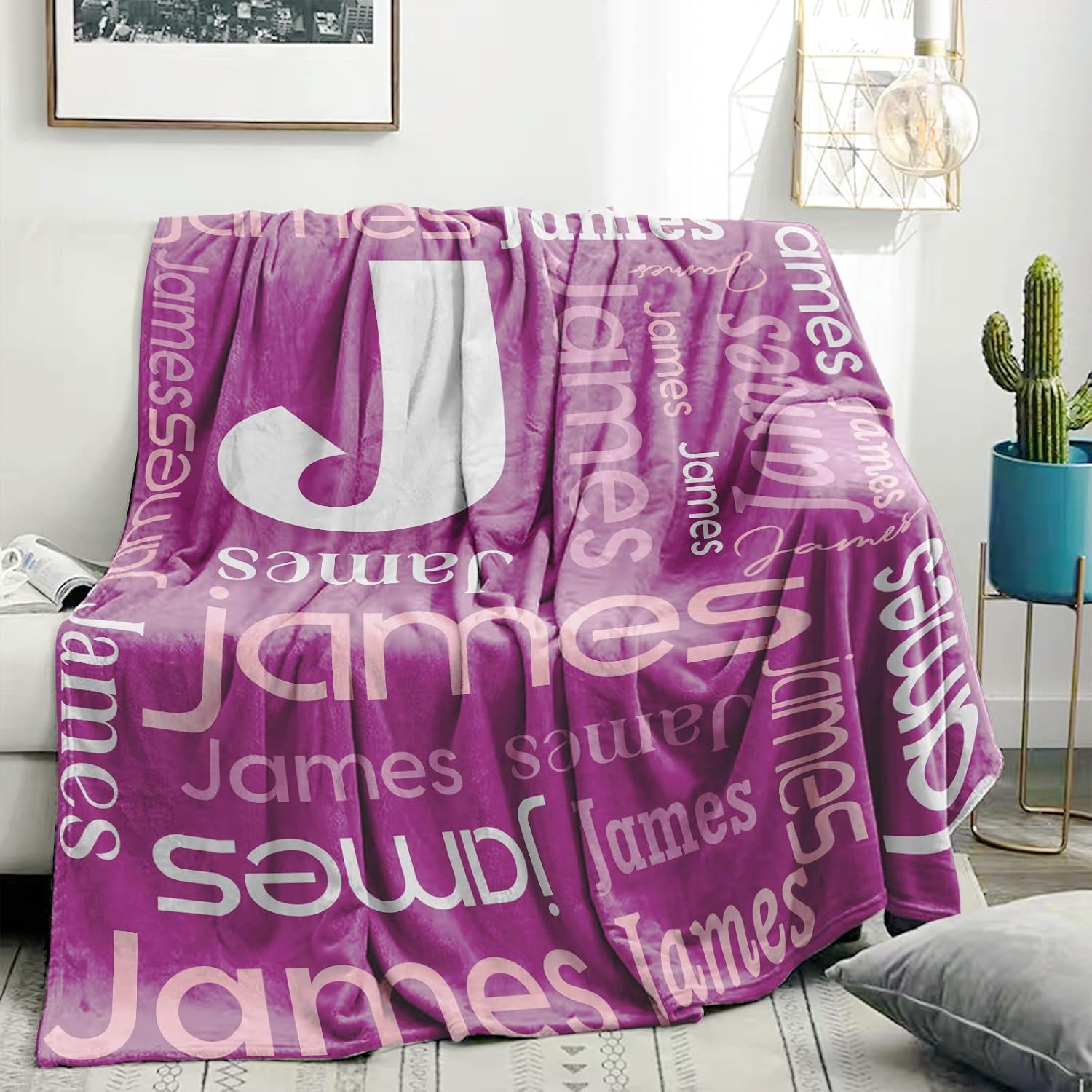 Personalized Baby Blanket with Name for Kids, Custom Super Soft Name Blanket for Boys Girls Cozy Warm Name Nap Blanket for Grandson Flannel Personalized Name Gift for Mom Dad Throws Blanket for Lover