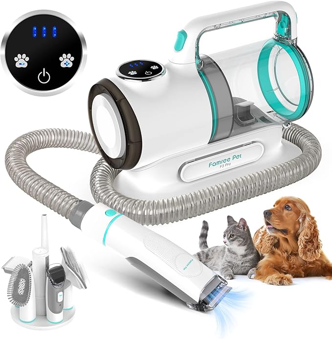 Famree Pet Grooming Vacuum for Dogs, 6 in 1 Pet Grooming