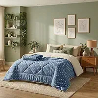 Edredom Casal Dupla Face Toque de Algodão com Sherpa 100% Anti-alérgico 195x215cm Conforto e Estilo Coberdrom (Poá Azul)