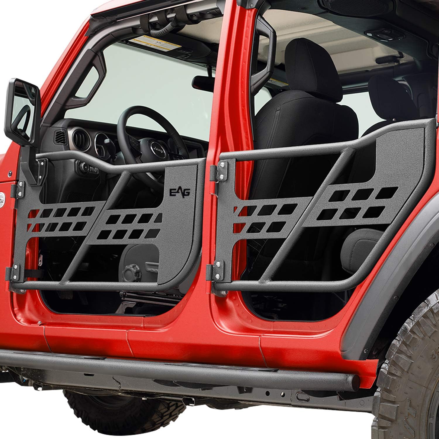 EAG Safari Tubular Door with Side View Mirror Fit for 2018-2022 Wrangler JL 4 Door Only