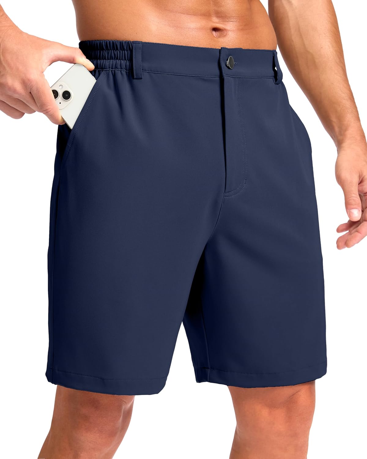 Pudolla Men's Casual Shorts 7"/9"/5" Lightweight Golf Shorts with 3 Pockets Stretch Quick Dry Comfy Work Shorts