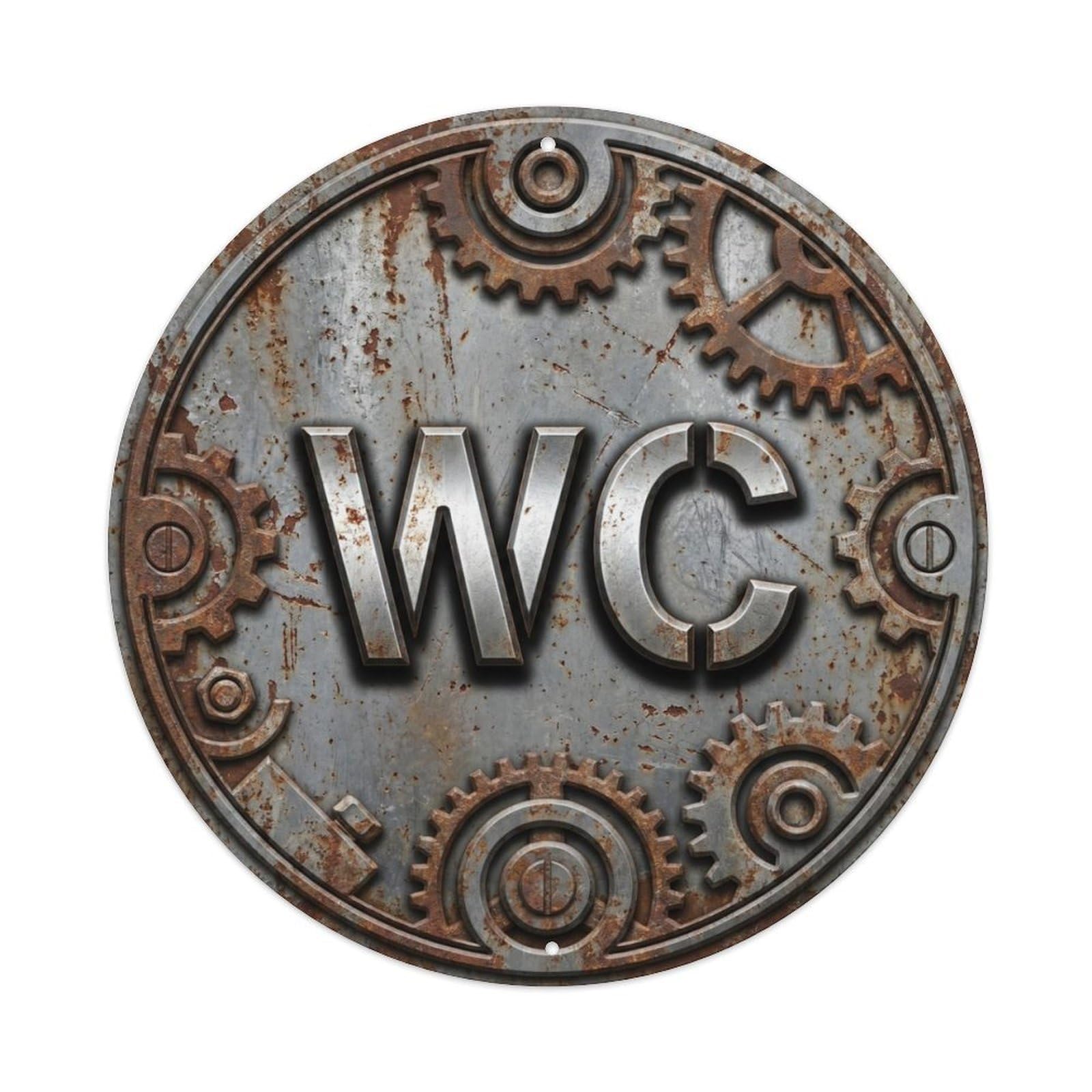 Toilet （WC） Metallic Ornament Metal Tin Sign Plaque Wall Decor for Cafe, Club Bar, Office, Home Garden Round Metal Poster 8x8Inch