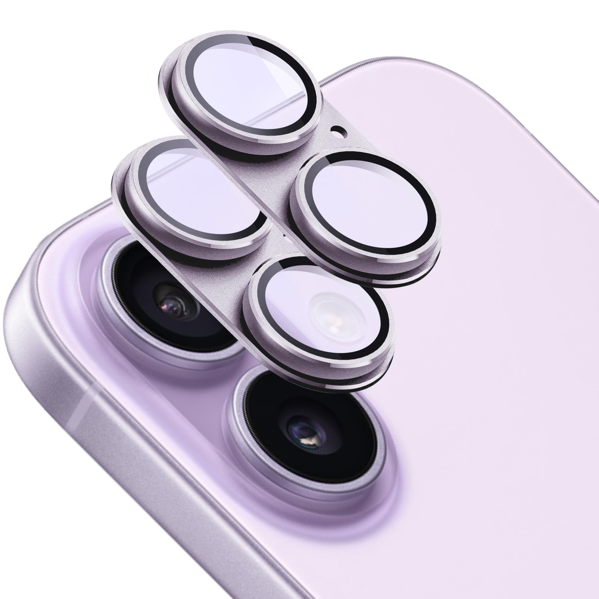 2 Pack Camera Lens Protector for iPhone 17,[Not Easy to Breakn ] AR Tempered Glass Strong Adsorption Metal Camera Cover Screen-Light Purple
