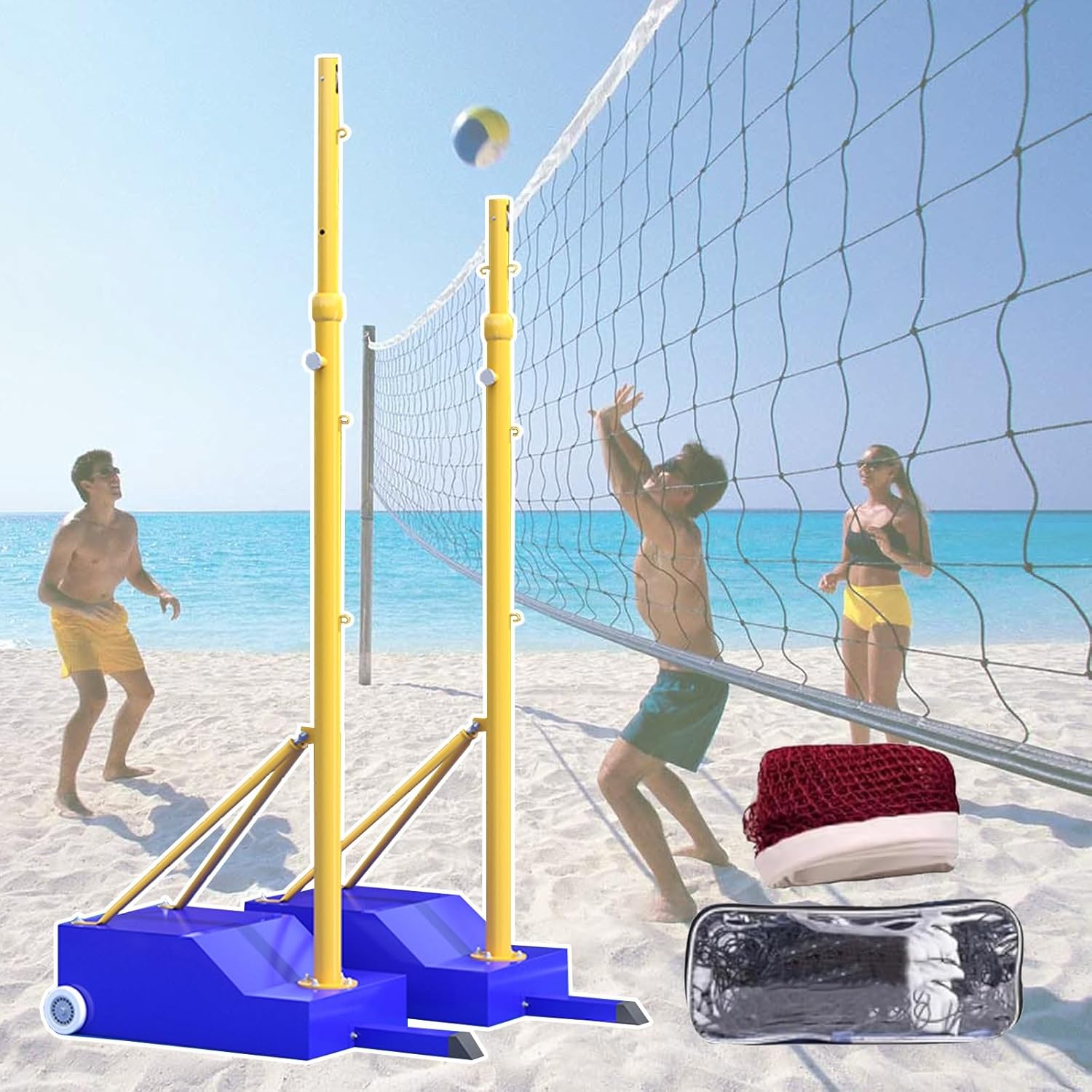 Volleyball/Badminton Poles,Volleyball Set for Backyard Adjustable Height Poles, Outdoor Portable Volleybal Net Training Stands,for Men,Women,Adult,Youth,Kids