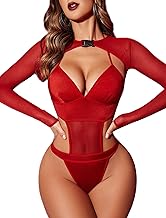 Avidlove Rave Outfits for Women Festival Sexy Lingerie Bodysuit Buckle Shrug Crop Top Set
