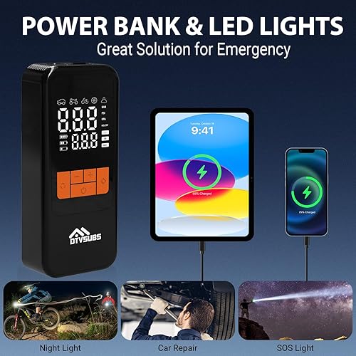 Miniatura 5 de Inflador de neumáticos, compresor de aire portátil, bomba de aire inalámbrica 4 veces más rápida para neumáticos de automóvil, bomba de bicicleta de