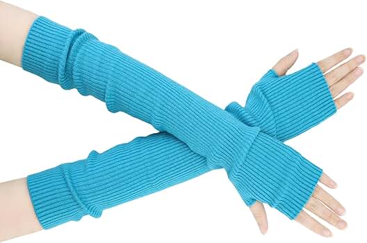 SEYUFN Winter Fingerless Long Gloves for Women Cashmere