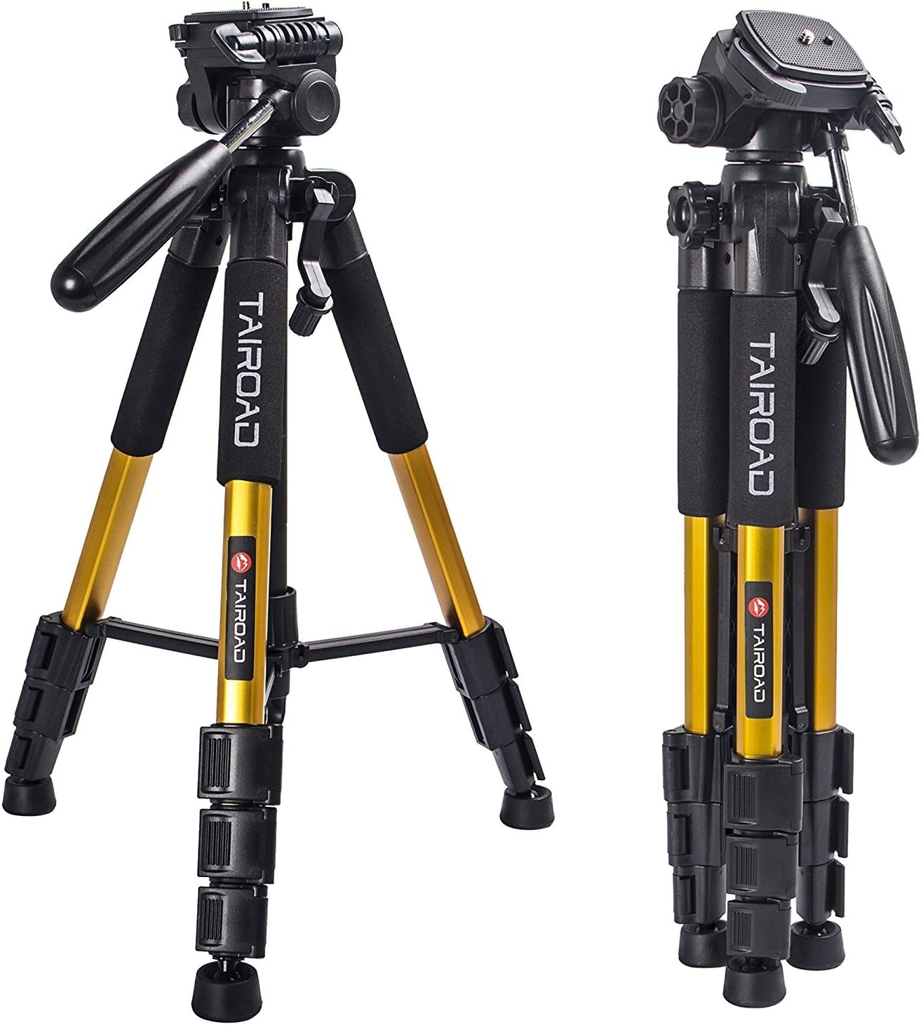 Camera Tripod Lightweight Compact Camera Tripod with Pan Head and Carry Case for Digital SLR Canon Nikon Sony Camera or Video (Golden)