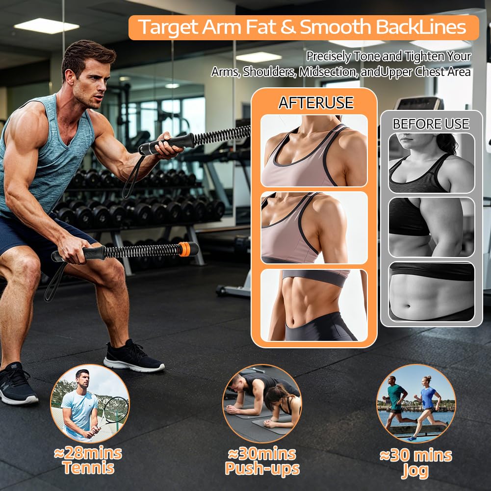 2 cuerdas de batalla sin cuerda para entrenamiento HIIT, cardio, fuerza y bajo impacto, equipo portátil de gimnasio en casa, mango antideslizante, cuerdas de batalla inalámbricas para hombres y