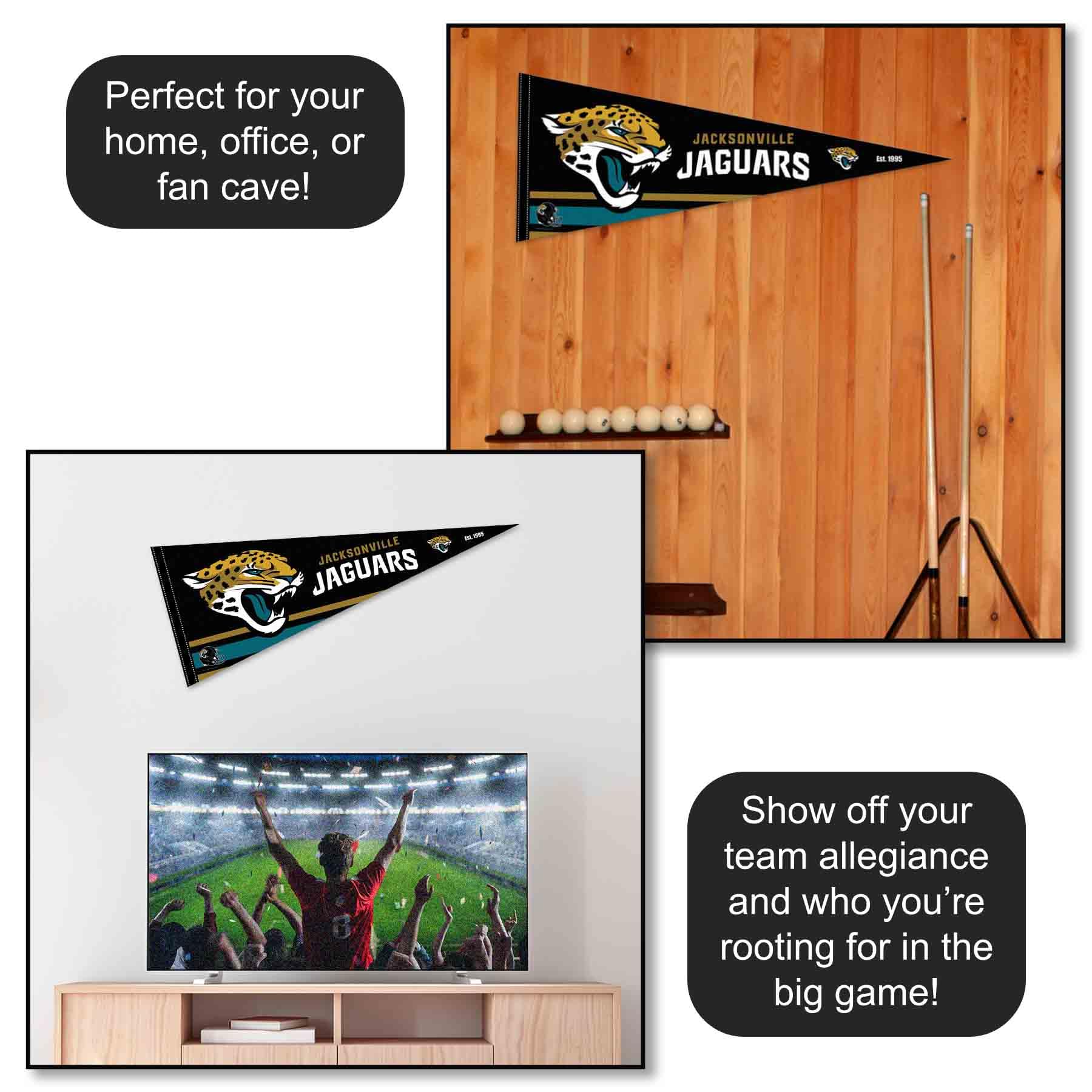 New Jacksonville Jaguars NFL Pennant 12x30 Made in USA banner flag