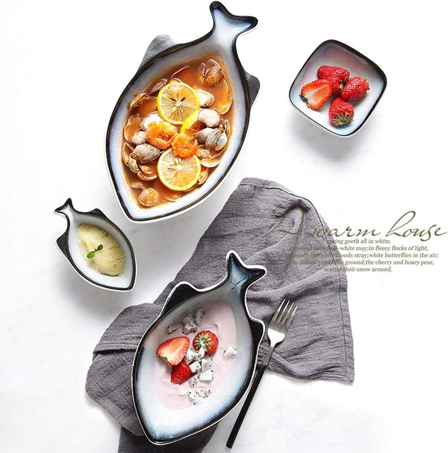 和食器 茶懐石 小杉焼 栄一窯 油滴天目釉 小鉢 五客 共布共箱 V R9163