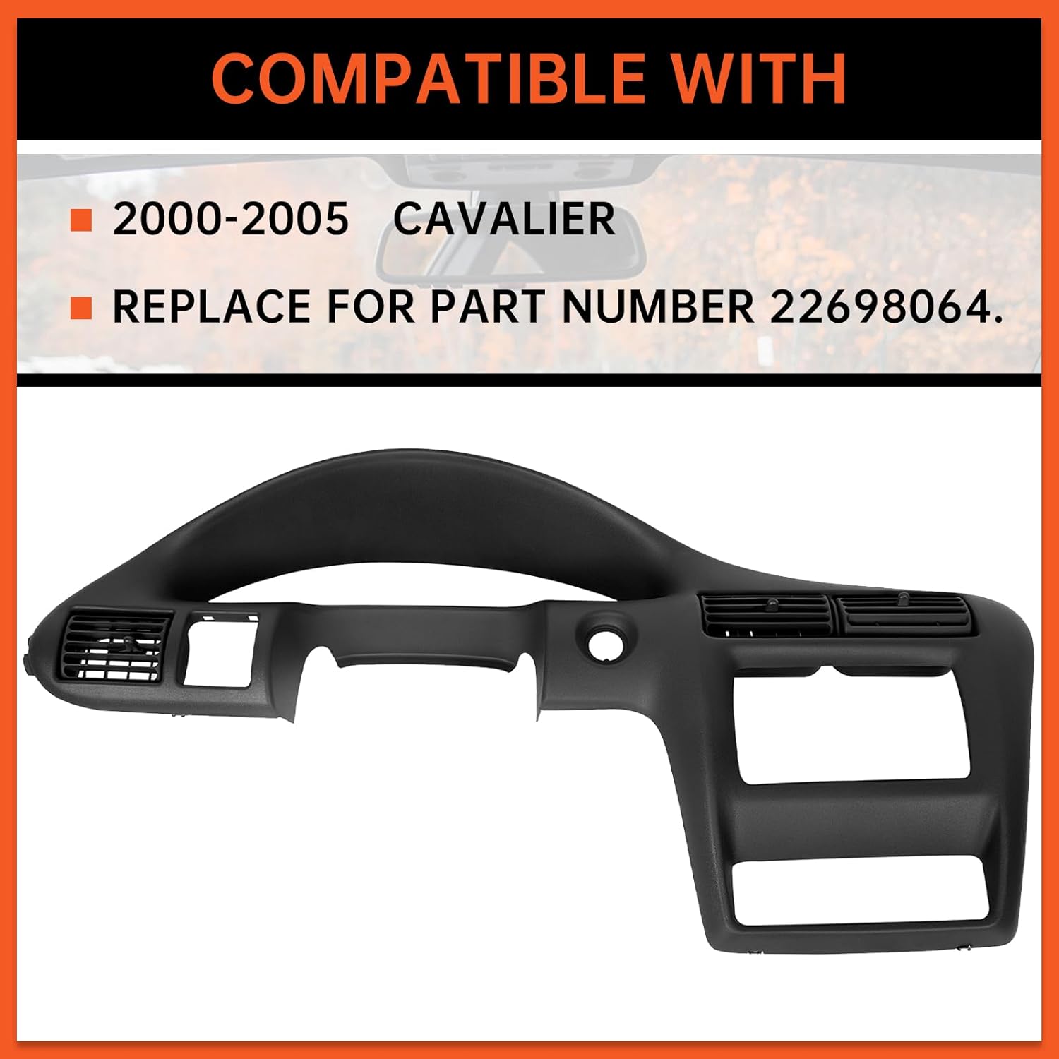 ECOTRIC Dash Panel Dashboard Replacement Compatible with 2000-2005 Cavalier Instrument Panel Cover Dash Board Black Replace For Part Number 22698064