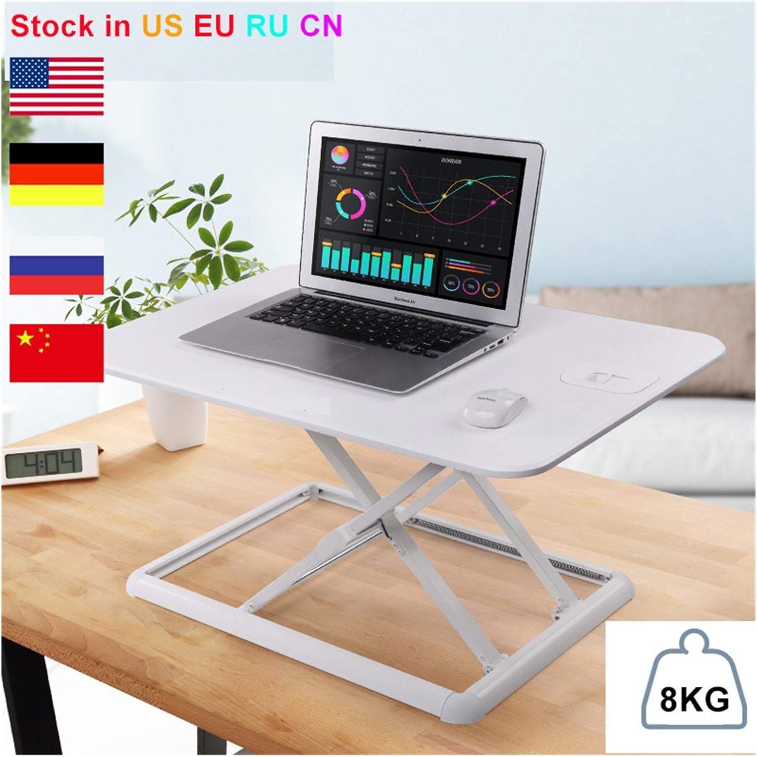 Monitor Stand Riser General Portable Shelf Aluminum Frame Height Adjustable Laptop Standing Desk Notebook Elevator Table Without Loading 8kg Monitor Arms Stands (Color : Black 65x47cm) (Black 65x47cm image 2