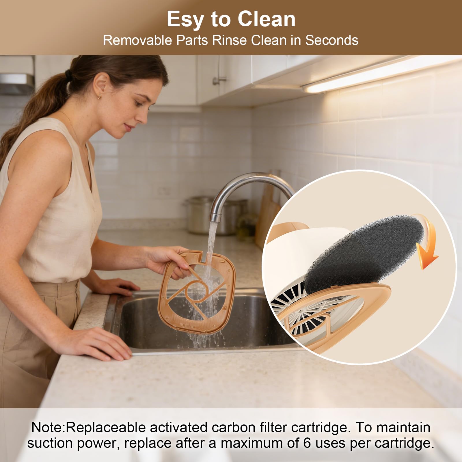 Portable Range Hood - 5-Speed Adjustable Exhaust Fan Rechargable Low Noise Countertop Range Hood for Apartments, Dorm, RV, Indoor BBQ, Detachable Filter 5Pcs - 4