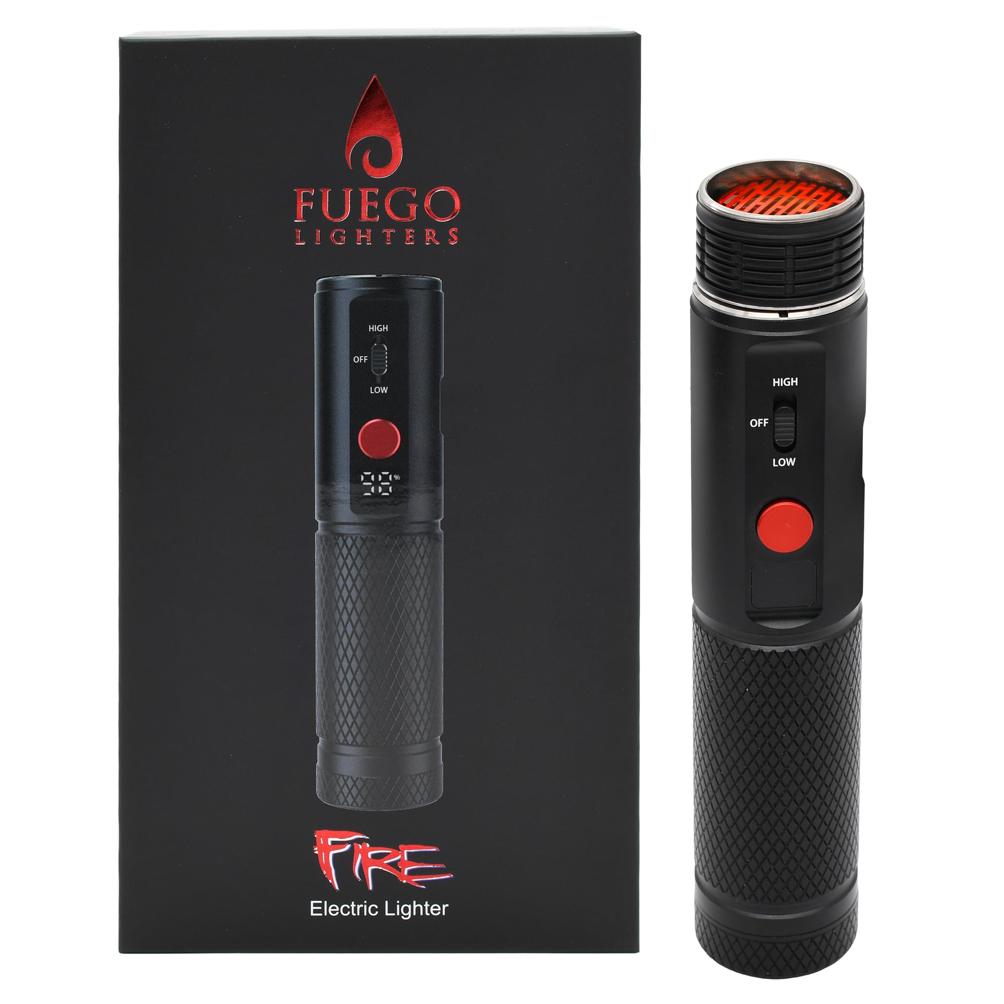 Fuego Fire Electric Cigar Lighter Kit Rechargeable Windproof USB-C Coil Lighter w On-Off Switch Dual Power 2 Heating