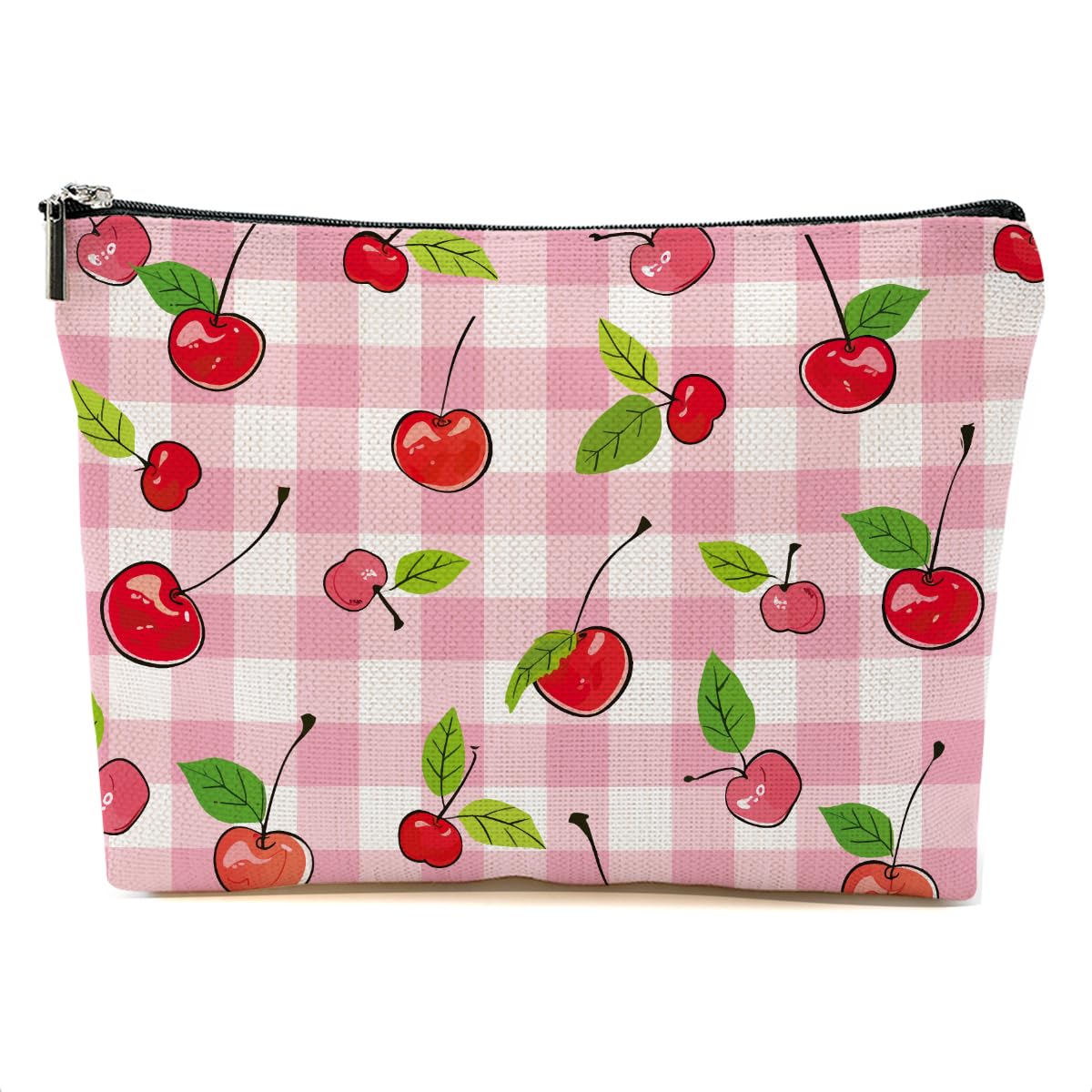 DHKG Cherry Makeup Bag Coquette Aesthetic Cosmetic Bag Cherry Gifts for Women Girls Friend Daughter Cherrys Themed Gifts Travel Organizer Zipper Pouch