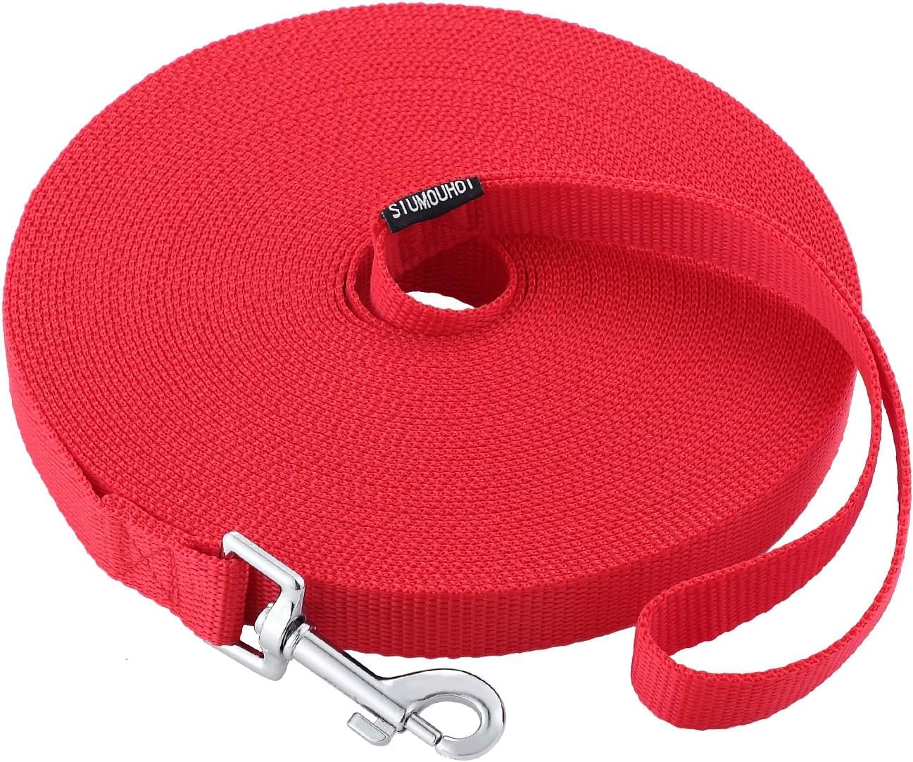 Siumouhoi Dog/Puppy Obedience Recall Training Agility Lead -15ft 20ft 30ft 40ft 50ft Training Leash - Great for Play, Camping, or Backyard - Red 50ft
