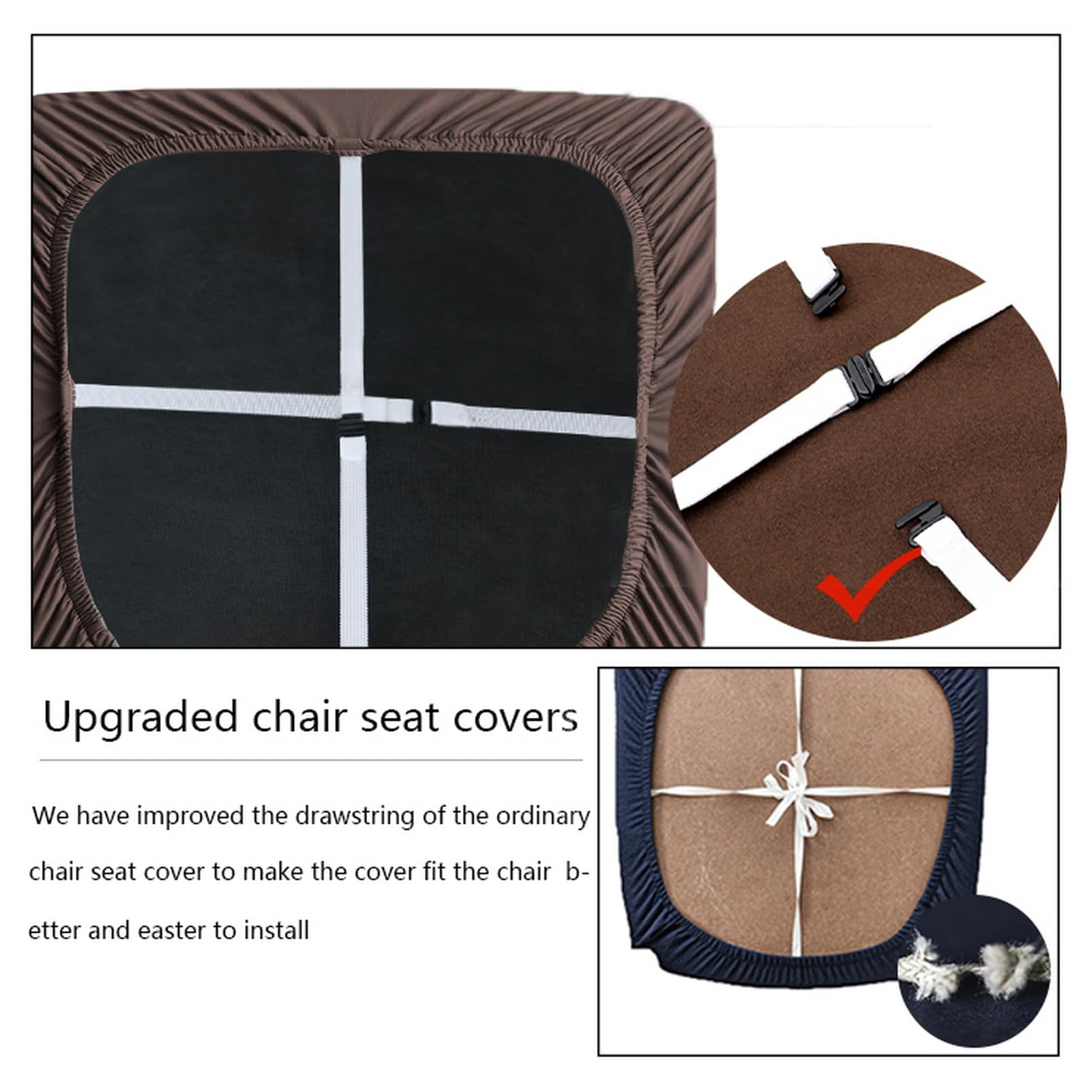 Fundas para Sillas de Comedor Pack de 6 Fundas Protectoras Impermeables Cuero PU Fundas de Asiento Ajustables Elásticas Blanco
