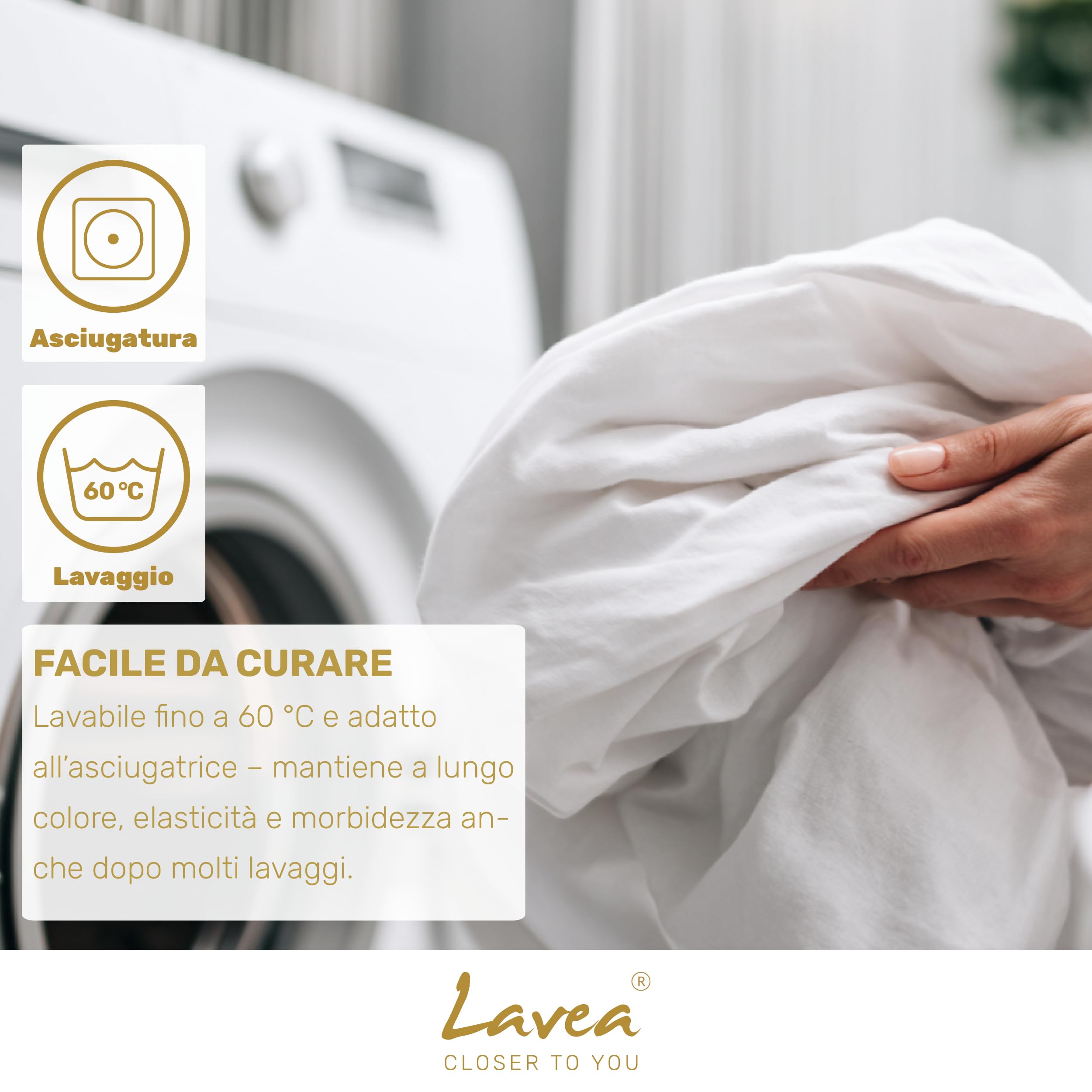 Lavea® Lenzuolo con Angoli Matrimoniale 180x200 cm – Jersey 100% Cotone – Per Materassi Topper fino a 10 cm – Con Elastico Tutto Intorno – Certificato OEKO-TEX – Nero