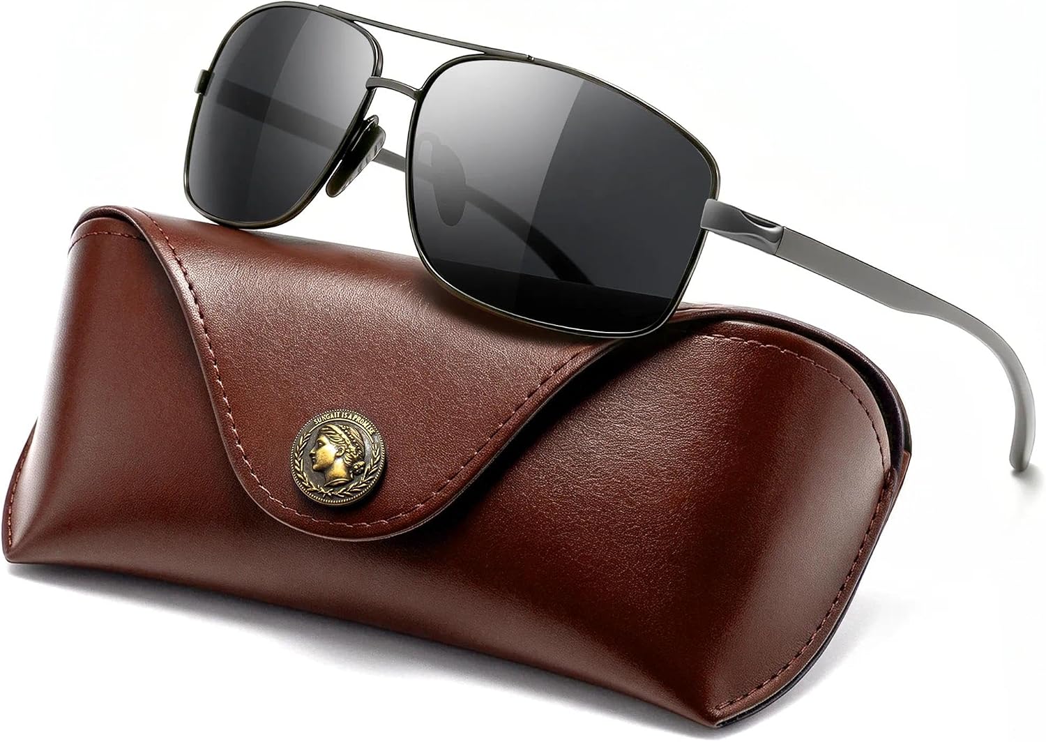 SUNGAIT Ultra Lightweight Rectangular Polarized Sunglasses Men UV400 Protection