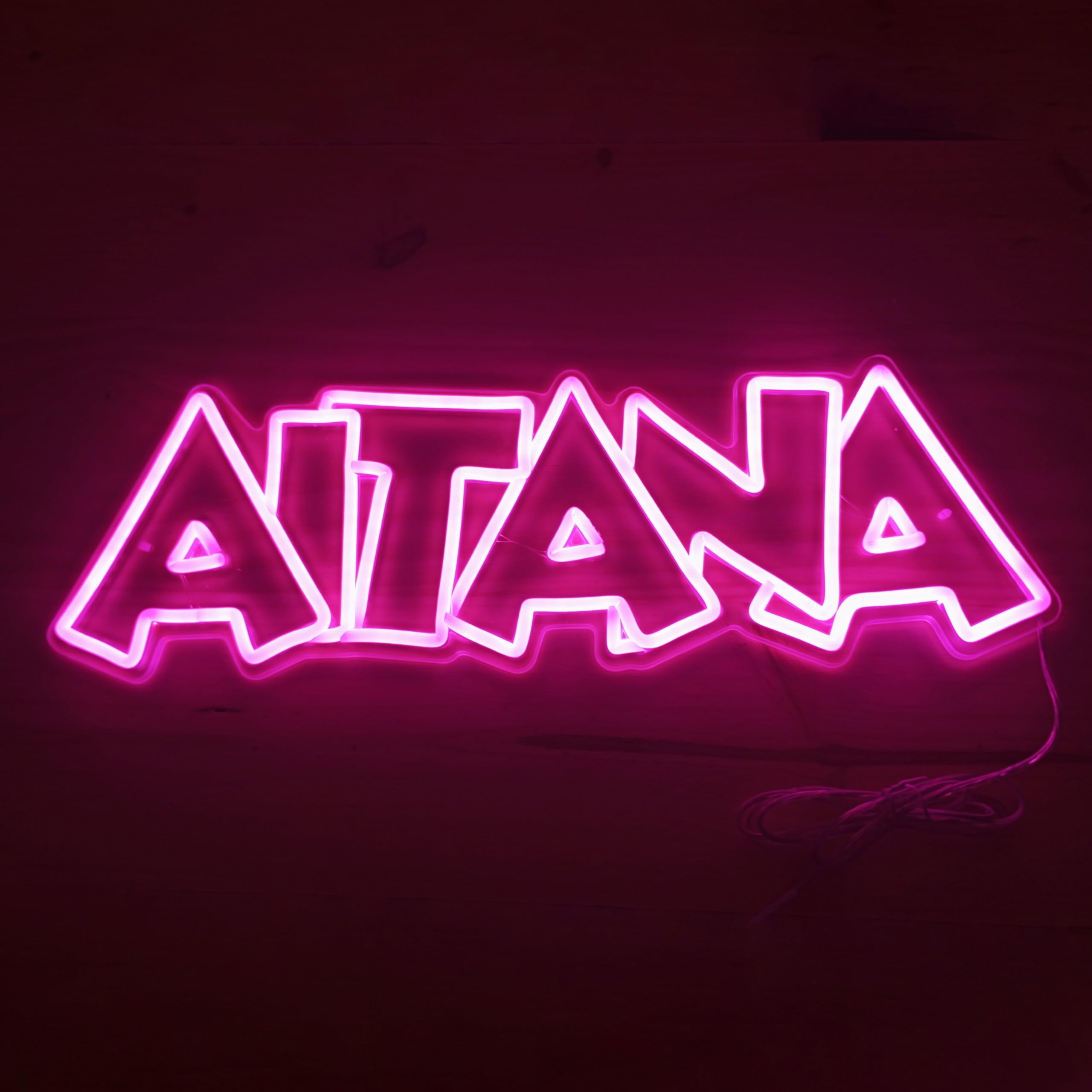 Letrero neón led interior con nombre personalizado. Doble trazo inspirado Mickey Mouse estilo Disney. Cartel luminoso para colgar en la pared