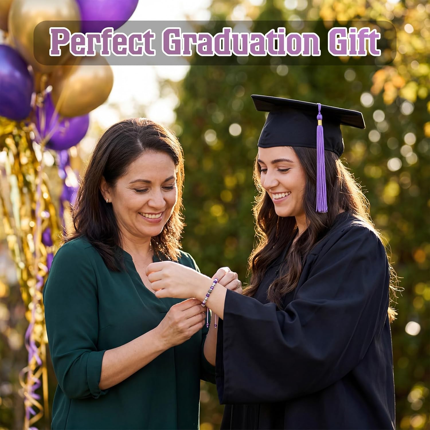 Vesici 8 Pcs Class of 2026 Graduation Gift Box Set for Women Her Grad Cap Box Glass Cup Makeup Bag Bracelet Pen Keychain College High School Graduation Gift for Daughter Sister Friend(Purple)