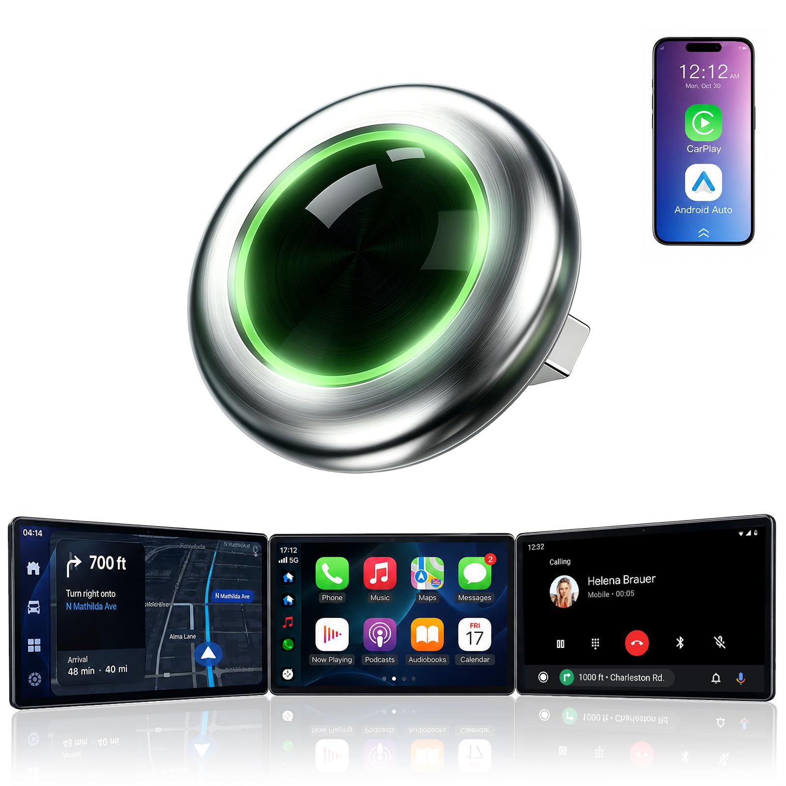 Yizro UFO-Shaped Wireless CarPlay Adapter, Plug-and-Play converts Original Wired CarPlay…