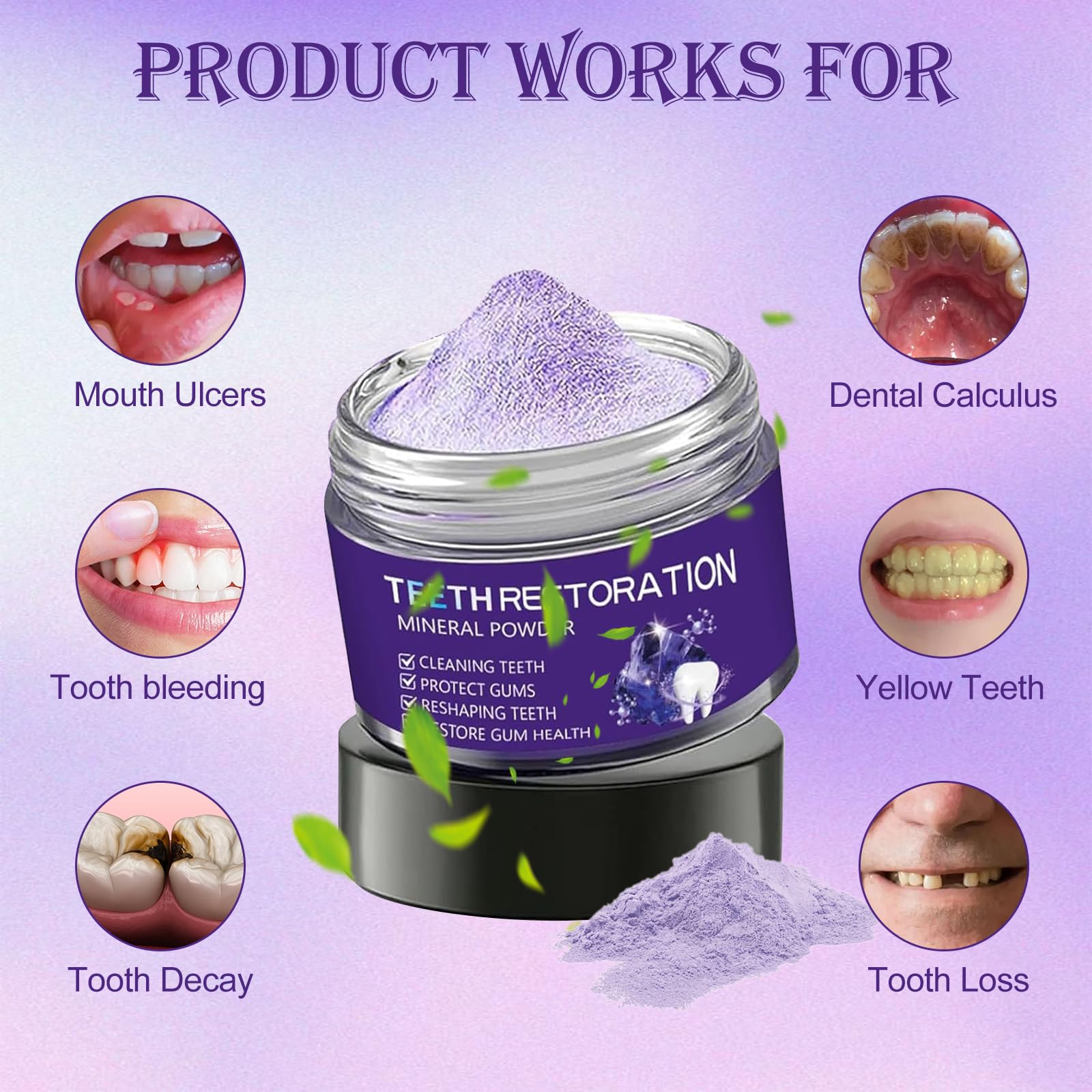3 Pezzi Polvere Minerale per Restauro dei Denti, Polvere Sbiancante per Denti Polvere Minerale per Lucidatura dei Denti Rafforzamento di Denti e Gengive, Alito Fresco