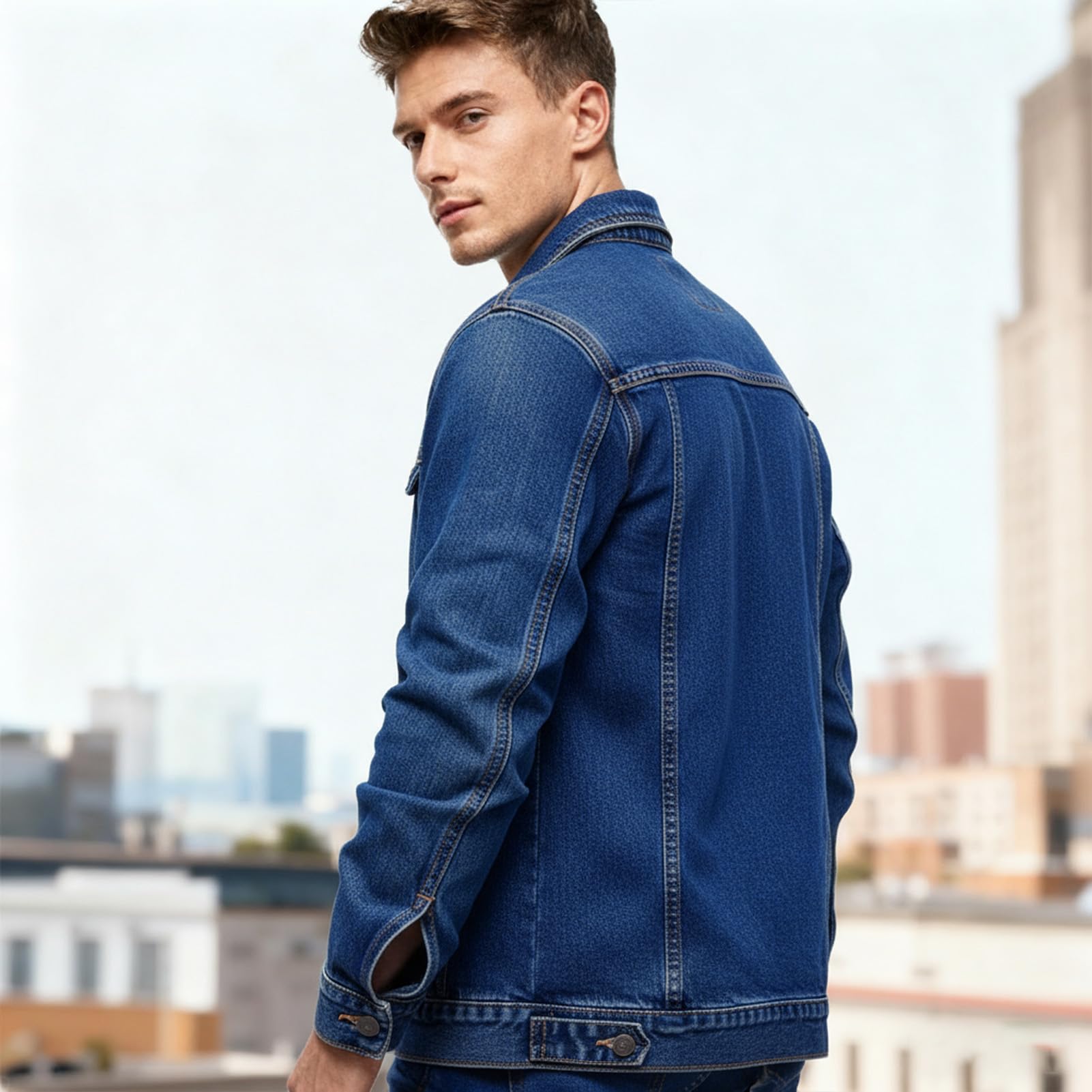Herren Jeansjacke Jacken Gewaschener Denim Übergangsjacke Frühlings Herbst Jacke Mantel Vintage Herrenjacke Klassische Denim Cargo Coat Slim Fit Jacket Übergangs