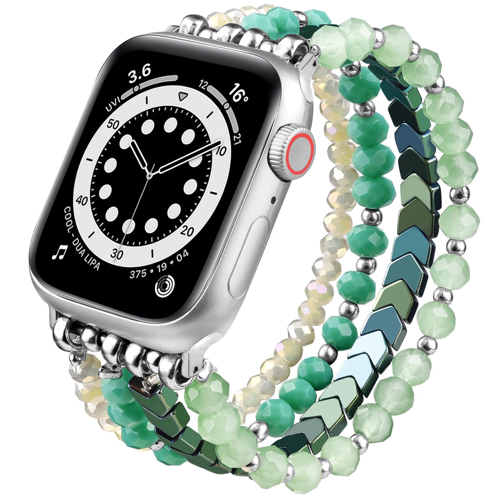 MOFREE Beaded Bracelet Apple Watch Band for Women 38mm 40mm 41mm 42mm, Elastic Stretch Women Strap Bands Compatible with iWatch Series 11/10/9/8/7/SE/6/5/4/3/2/1, Rose Gold for 5.3''-6.2'' Wrists — view 8