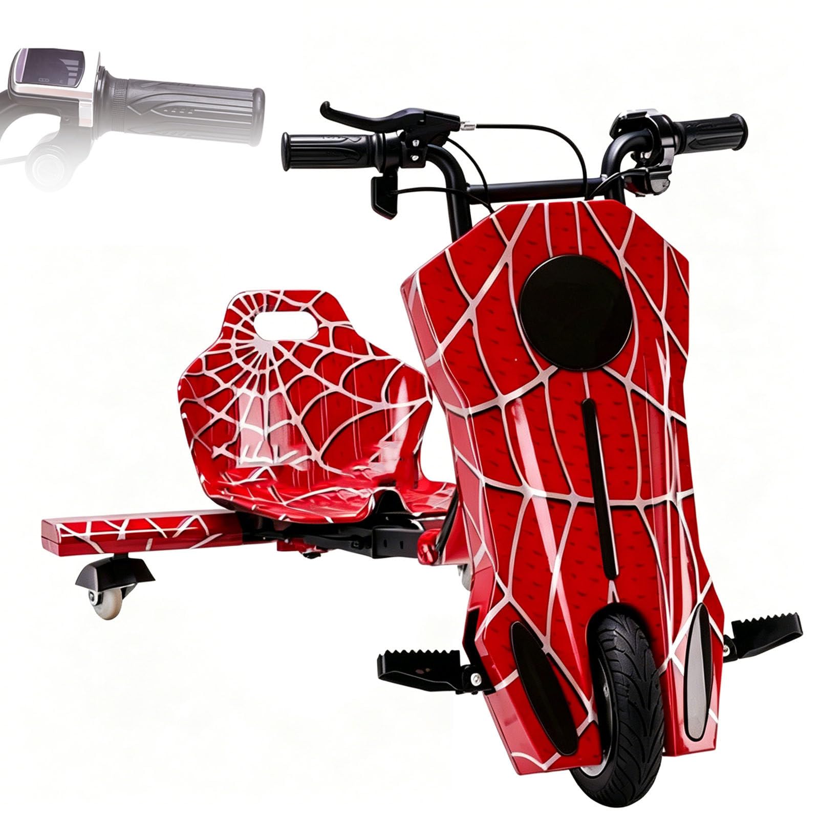 LTdlhFk Drift Cart,8" Electric Drift Trike,With Music and Lights,3 Adjustable Speeds,Strong Steel Frame,Big Wheel Drifting Tricycle,100kg Load-Bearing B