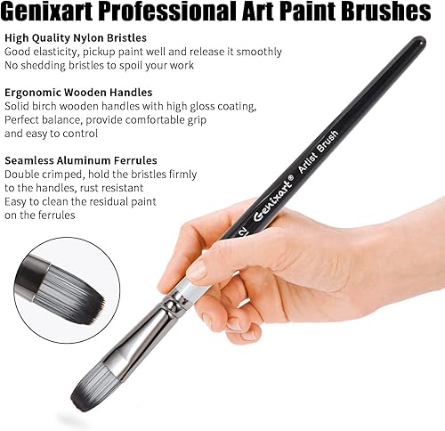 Miniatura 4 de Juego de 24 pinceles de pintura, pinceles de artista para pintura acrílica al óleo y acuarela, pinceles de nailon de alta calidad, 4 tipos de formas